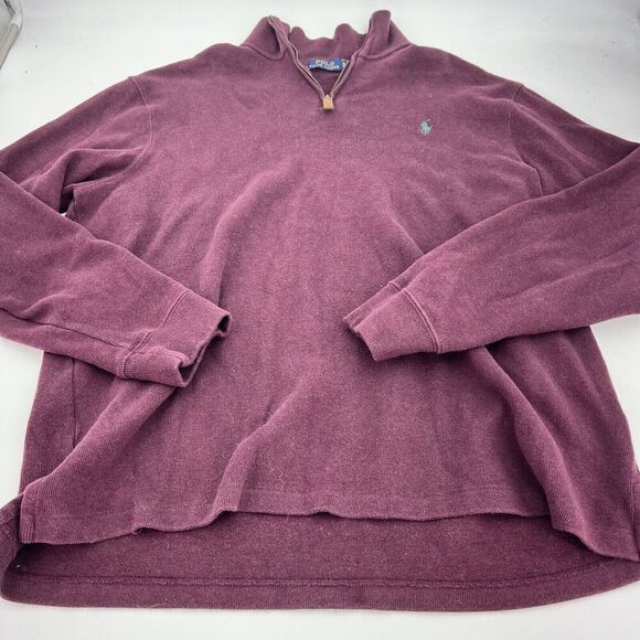 Polo Ralph Lauren Men's Size XL  1/4-Zip Pullover Sweater Purple Mock - Picture 1 of 4
